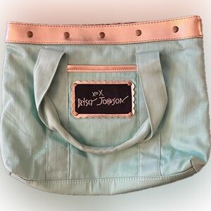 Betsey Johnson small blue tote bag /lunch bag leopard print